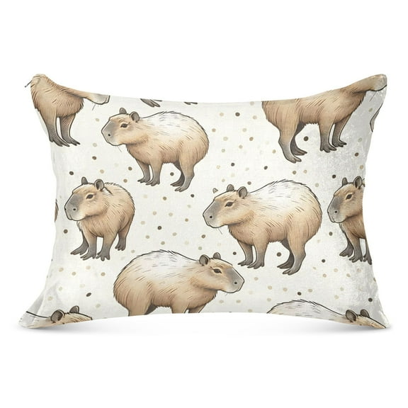 Cute Capybara and Dots Plush Pillow Cases Standard Size Ultra Soft Warm Pillowcases with Zipper 20"x26"