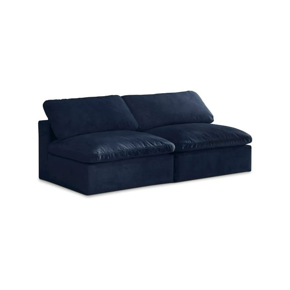 Meridian Furniture Cozy Navy Velvet Comfort Modular Armless Sofa