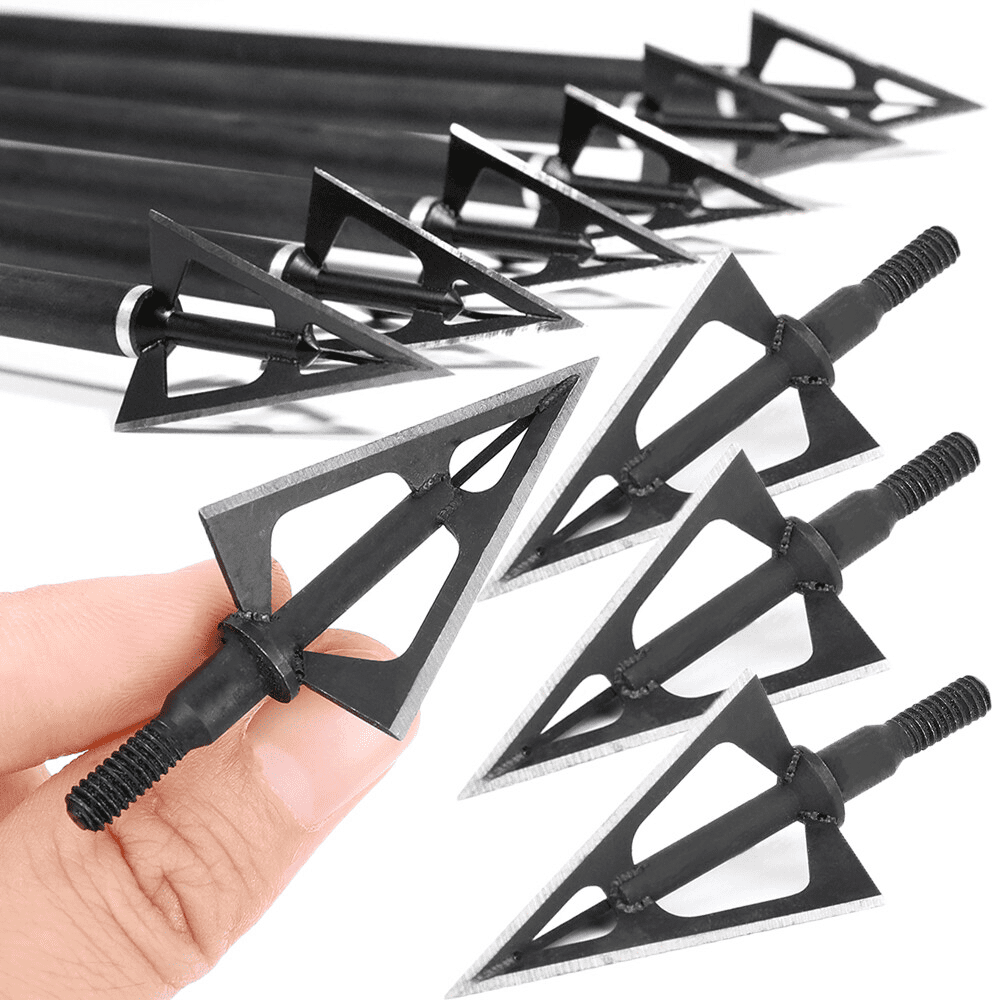 Archery Broadhead 100gr Arrowheads Points Tips Target Field Hunting Bow Shooting 12pcs
