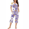thumbnail image 2 of DecSea Pyjama pour Femme en Faux Coton, Haut de Pyjama Raglan avec Pantalon Capri, Pyjama d'Été, 2 of 5