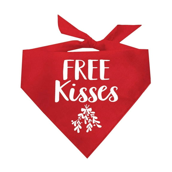 Free Kisses Mistletoe Triangle Dog Bandana