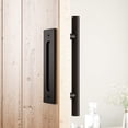 thumbnail image 5 of 12" Heavy Duty Sliding Barn Door Handle, Pull and Flush Hardware Set, Black Powder Coated Finish, Large Rustic Two-Side Design, Round, 5 of 6