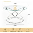 thumbnail image 2 of BECHAEO 31.5’’ Round Glass Coffee Table with Chrome-Plating Bright Metal Oval Frame, Modern Circle Silver Coffee Table for Living Room, Silver, 2 of 9