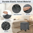 thumbnail image 3 of Uxcell 1-Pack 13" x 13" x 15" Stretch Square Ottoman Slipcovers Velvet Fabric Footstool Protector for Living Room Indoor [Dark Gray], 3 of 7
