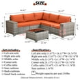 thumbnail image 6 of Ovios 6 Piece Outdoor Furniture All Weather Wicker Patio Conversation Sectional Sofa Set with Side Table for Garden Backyard, 6 of 7