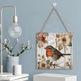 thumbnail image 5 of Robin Wooden Sign Robin Bird Hanging Wood Plaques Wildlife Robin Rustic Garden Kitchen Living Room Flower Shop Wall Decor Home Decorative Sign 12x12 Inch, 5 of 8