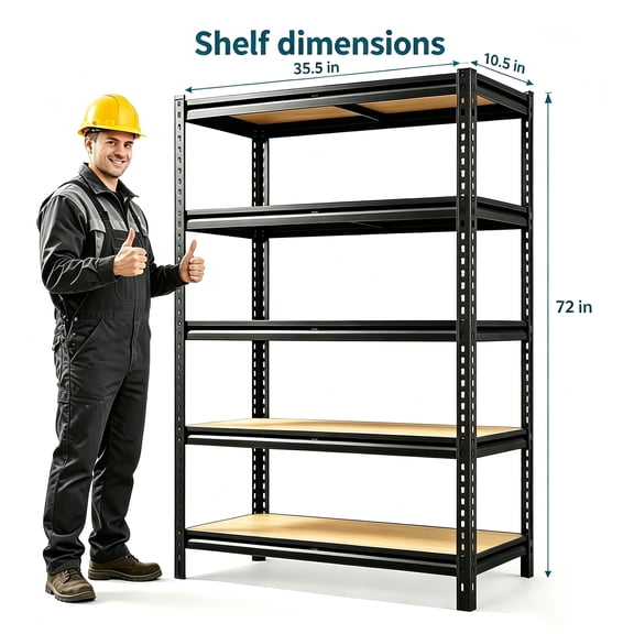 72, 5-tier Storage Shelves - Garage Shelving - Heavy Duty Adjustable Garage Shelves
