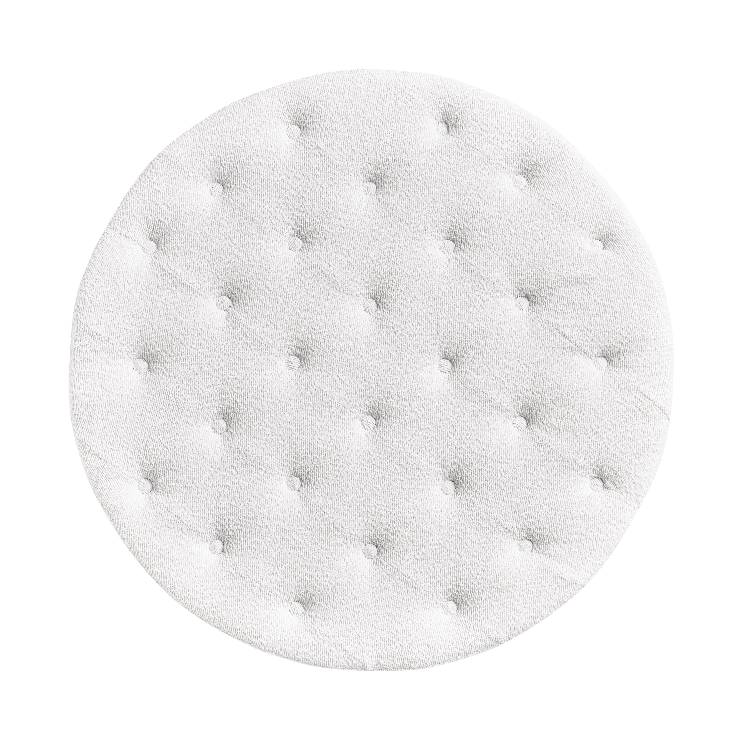 GARITIN Round Tufted Ottoman 36 Inch, Large Upholstered Footstool Coffee Table with Hammered Metal Frame for Living Room, Beige