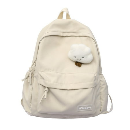 

Aesthetic Backpack with Kawaii Cloud Pendant Large Capacity Rucksack Sturdy and Durable Back to School Essential