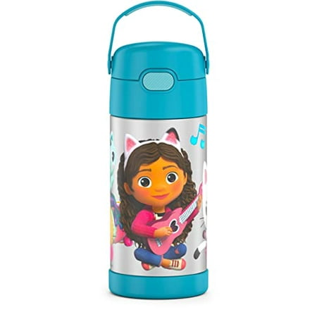 

THERMOS FUNTAINER 12 Ounce Stainless Steel Vacuum Insulated Kids Straw Bottle Gabby s Dollhouse