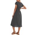 thumbnail image 3 of Vestido midi Zhyaj de algodón con cuello redondo y manga corta con bolsillos, 3 of 7