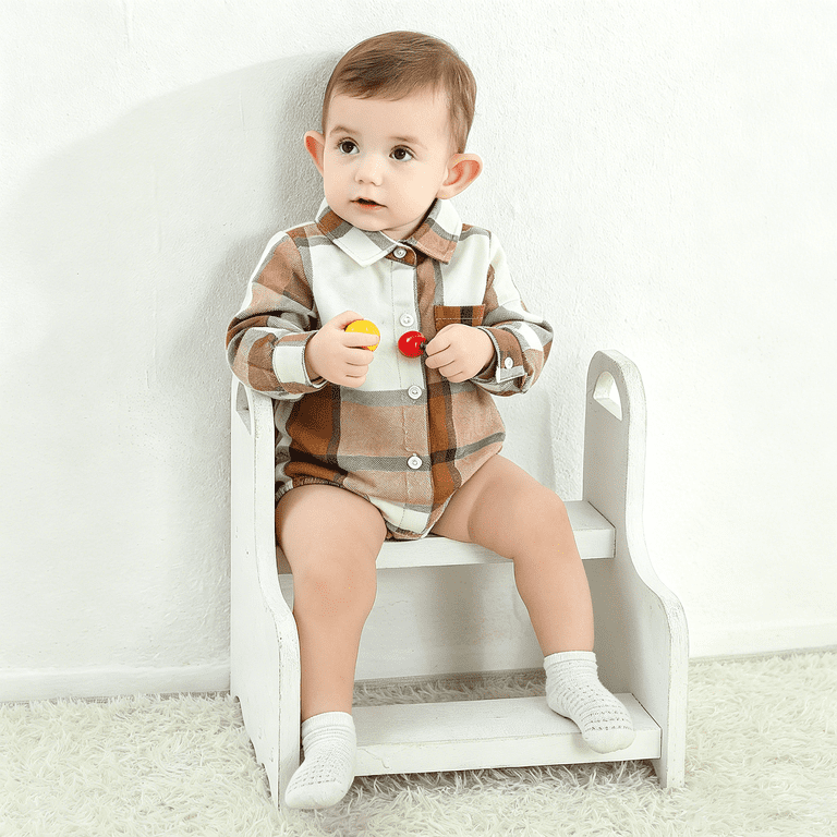 Younger Tree Baby Plaid Flannel Romper & Button Shirt photo 2