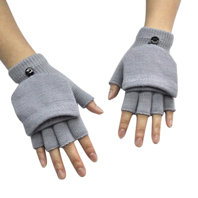 Gants Sans Doigts pour Femmes et Hommes, Chauffe-Poignets d'Hiver, Couverture Rabattable