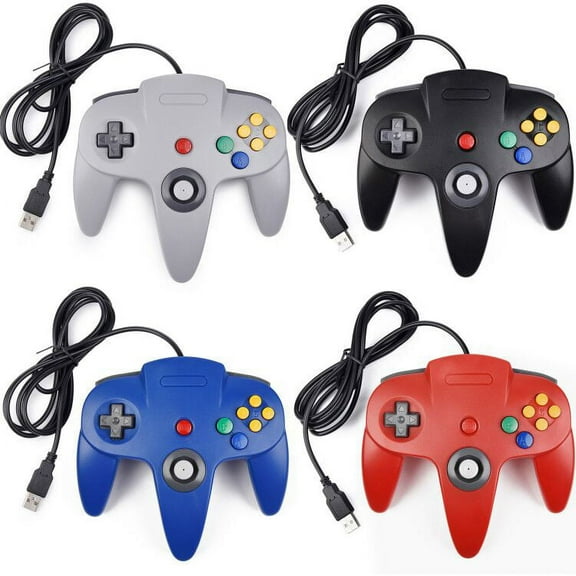 LUXMO N64 Classic USB Controller, Retro N64 USB Wired PC Controller Joystick for Windows PC & Mac Retro Pie(Black)