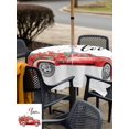 thumbnail image 4 of Outdoor Tablecloth with Umbrella Hole and Zipper, Valentines Day Square Table Cloth 54x54 Inch Waterproof Tablecloth, Romantic Red Truck Rose Flowers Modern Picnic Table Cover for Patio Camping, 4 of 7