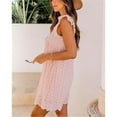 thumbnail image 3 of Oversized Women's V-Neck California Romper Dress, Summer Short Sleeve, Ruffle Detail with Pockets, Solid Color, 3 of 6