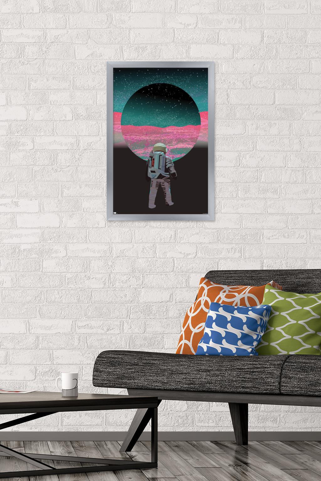 Abstract Astronaut Wall Poster, 14.725" x 22.375" Framed