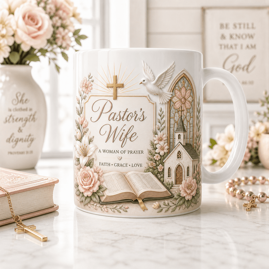 Vault Crest Pastor's Wife Faith Floral Ceramic Coffee Mugs Christian Woman Gift