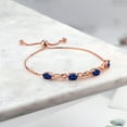 thumbnail image 3 of Gem Stone King 4.02 Ct Blue Created Sapphire E-F Lab Grown Diamond 18K Rose Gold Plated Silver Bracelet for Women, 3 of 3