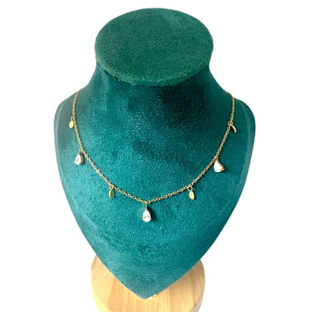 LAPRECIEUZ DE ARTHES JEWELRY 18K Yellow Gold-Plated Cubic Zirconia Station Necklace for Women – Dangle Chain, 18", Tarnish-Resistant, Hypoallergenic