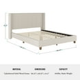 thumbnail image 6 of Martha Stewart Kay Queen Upholstered Platform Bed with Channel Stitched Wingback Headboard and Cushioned Siderails, Wood Slat Foundation, No Box Spring Needed, Beige, 6 of 11