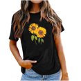 thumbnail image 1 of EQWLJWE Hauts à Col en V pour Femmes Mode Féminine Col Rond Manches Courtes Imprimé Tournesol de Pâques Hauts d'Été pour Femmes 2023, 1 of 1
