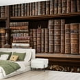 thumbnail image 2 of Peel and Stick Wallpaper Faux Vintage Bookshelf Antique Bookcase Books Wooden Shelves Old Modern Art Wall Mural Decor Self Adhesive and Removable 69in x 98in, 2 of 8