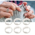 thumbnail image 3 of Knitting Crochet Loop Ring, 6PCS Professional Portable Arc Design Metal Crochet Rings Yarn Thread Guide Finger Holder Adjustable Opening Knitting Ring for DIY, 3 of 5