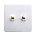 thumbnail image 1 of ruzhgo Switch Wall Button Socket Lever Toggle Control White Improvement Antique Household Brass Light Panel Accessory Supply Connector 1 White 2, 1 of 6