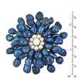 thumbnail image 5 of Freshwater Dyed Blue Pearls Retro Floral Pin-Brooch, 5 of 5