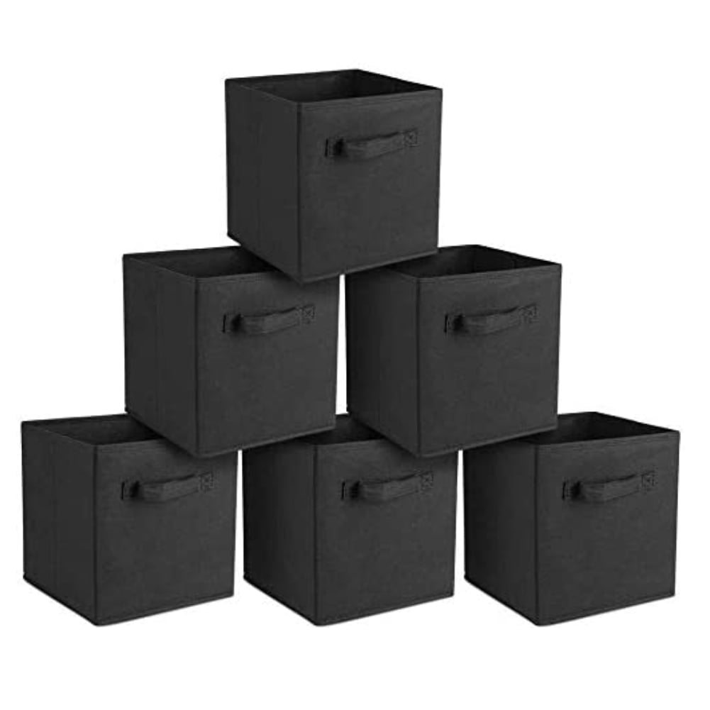 Household Essentials Open Fabric Storage Cube Bins Set of 6 Black for sale online