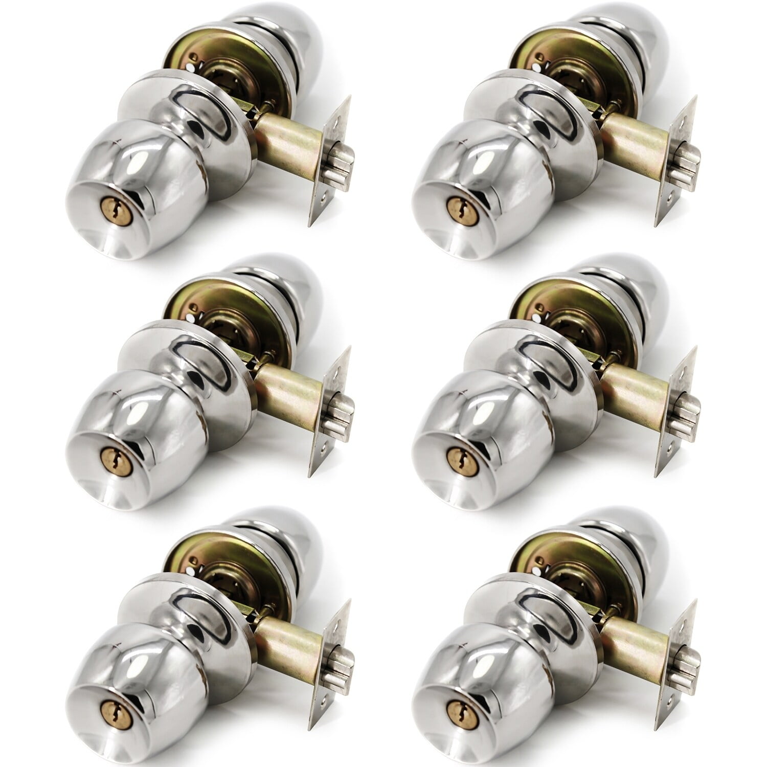 6 Pack Door Knob and Lock Set Versa Keyed by Villar Home Designs Black