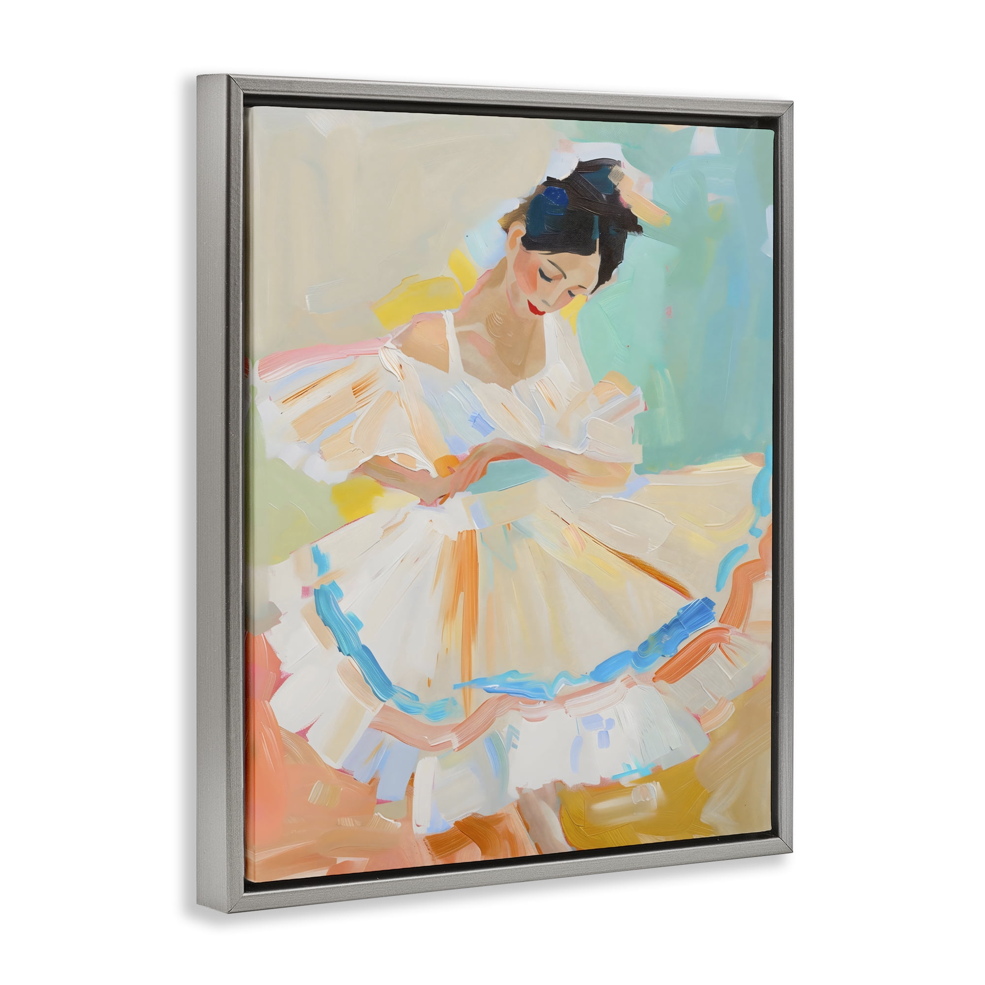 Stupell Industries Dancer with Flowing Dress Gray Framed Floater Canvas Wall Art, design by The Prints Vibe