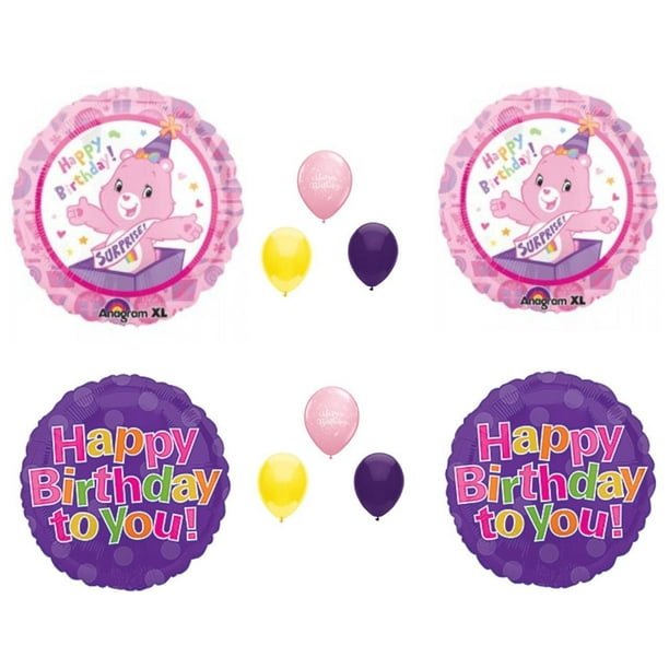 10 Pc Care Bears Birthday Party Balloons Decoration Supplies Rainbow Cheer Pink Walmart Com Walmart Com