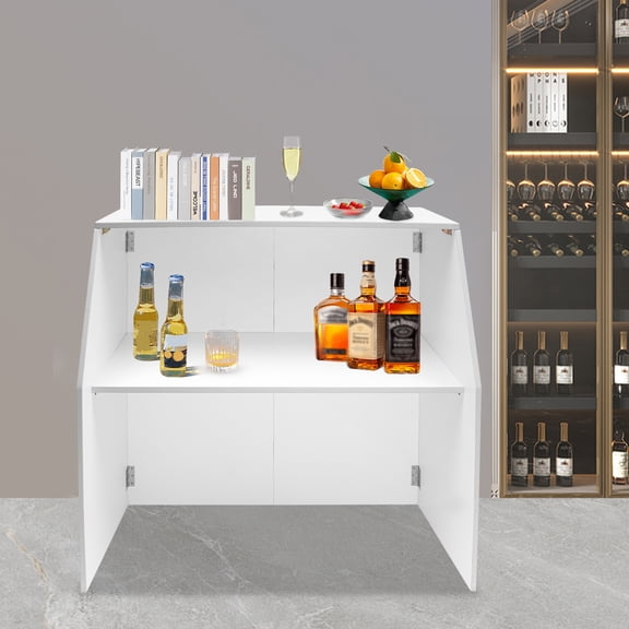 Peakora Portable Foldable Bar Freestanding Event Bar Bar Cabinet 47.75*19.5*42.75in White