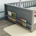 thumbnail image 3 of Miniyam Wood Twin Size Floor Bed with Built-in Book Storage Rack for Toddler, Gray, 3 of 7