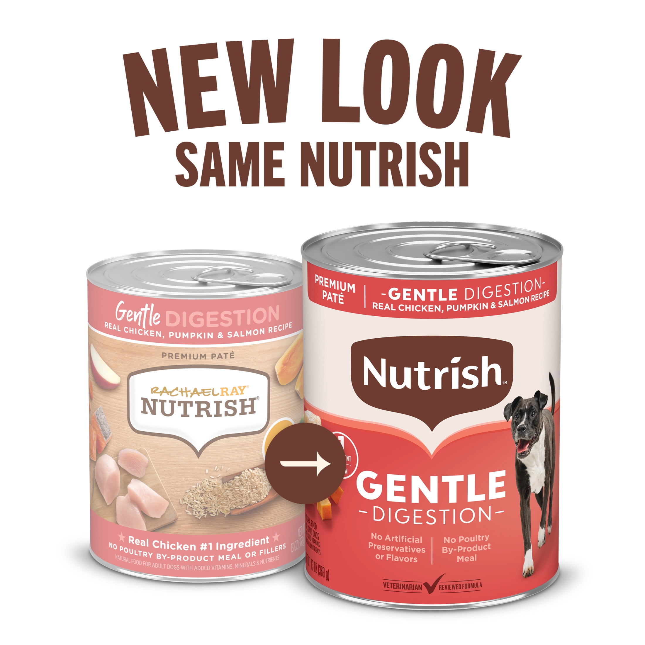 Nutrish Gentle Digestion Real Chicken, Pumpkin & Salmon Recipe Premium Paté Wet Dog Food, 13 oz. Can, 12 Count (Rachael Ray)