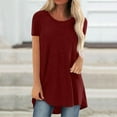 thumbnail image 2 of DPTALR Chemise Longue pour Femmes T-Shirt à Manches Courtes Tops Oversize Grandes Tailles Été Col Rond Blouse Décontractée Ample Tunique Basique, 2 of 4
