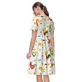 thumbnail image 2 of Bixox Robe d'Été à Manches Courtes pour Femmes Robe Ample Longueur Genou avec Poches-Poulet A, 2 of 7
