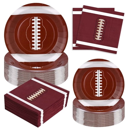 DAZLUTE 200 PCS Football Party Supplies Plates and Napkins Tableware Set Football Theme Party Decorations for Football Birthday Super Bowl Party, 50 Guests