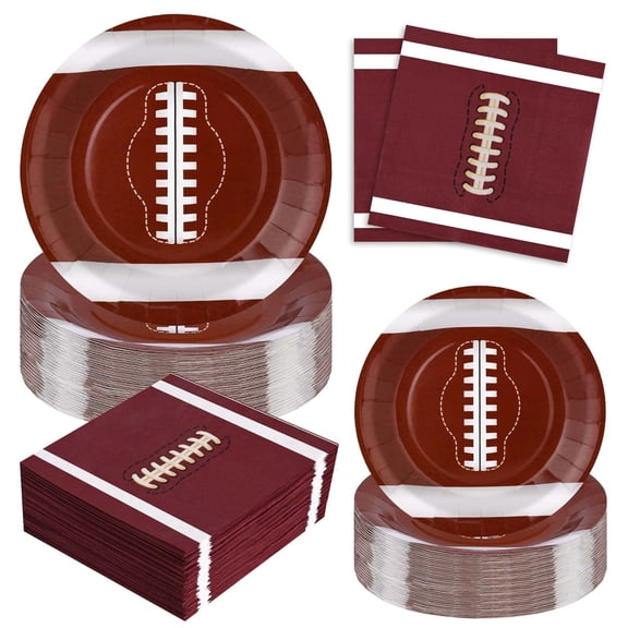 DAZLUTE 200 PCS Football Party Supplies Plates and Napkins Tableware Set Football Theme Party Decorations for Football Birthday Super Bowl Party, 50 Guests