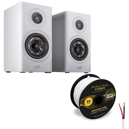 Polk Audio Reserve R100 Bookshelf Speaker Cable Bundle (White)