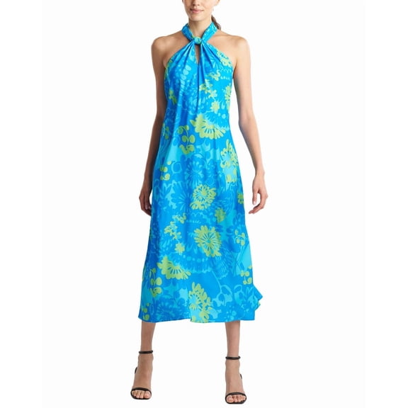 Natori womens N  Bloom Halter Neck Dress, xs, Blue