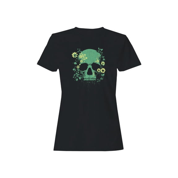 Floral Skull Grunge Art Women's T-shirt