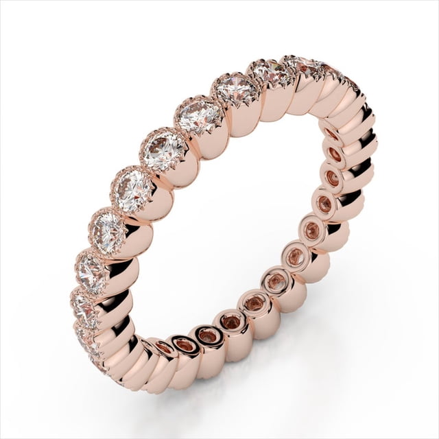 2.60 Ct Brilliant Cut Round Natural Moissanite Diamond Wedding Rings For Ladies Fine 14K Rose Gold