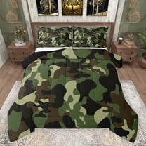 Castle Fairy Brown Green Camo Bedding Comforter Set 2pcs for Kids Children Teens,Plaid Camouflage Twin Comforter Sets Microfiber,Abstract Geometric Breathable Bedding Set,Super Cozy Room Decor