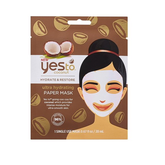 Yes To Coconut Hydrate and Restore Ultra Hydrating Paper Mask, 1 Single Use Mask