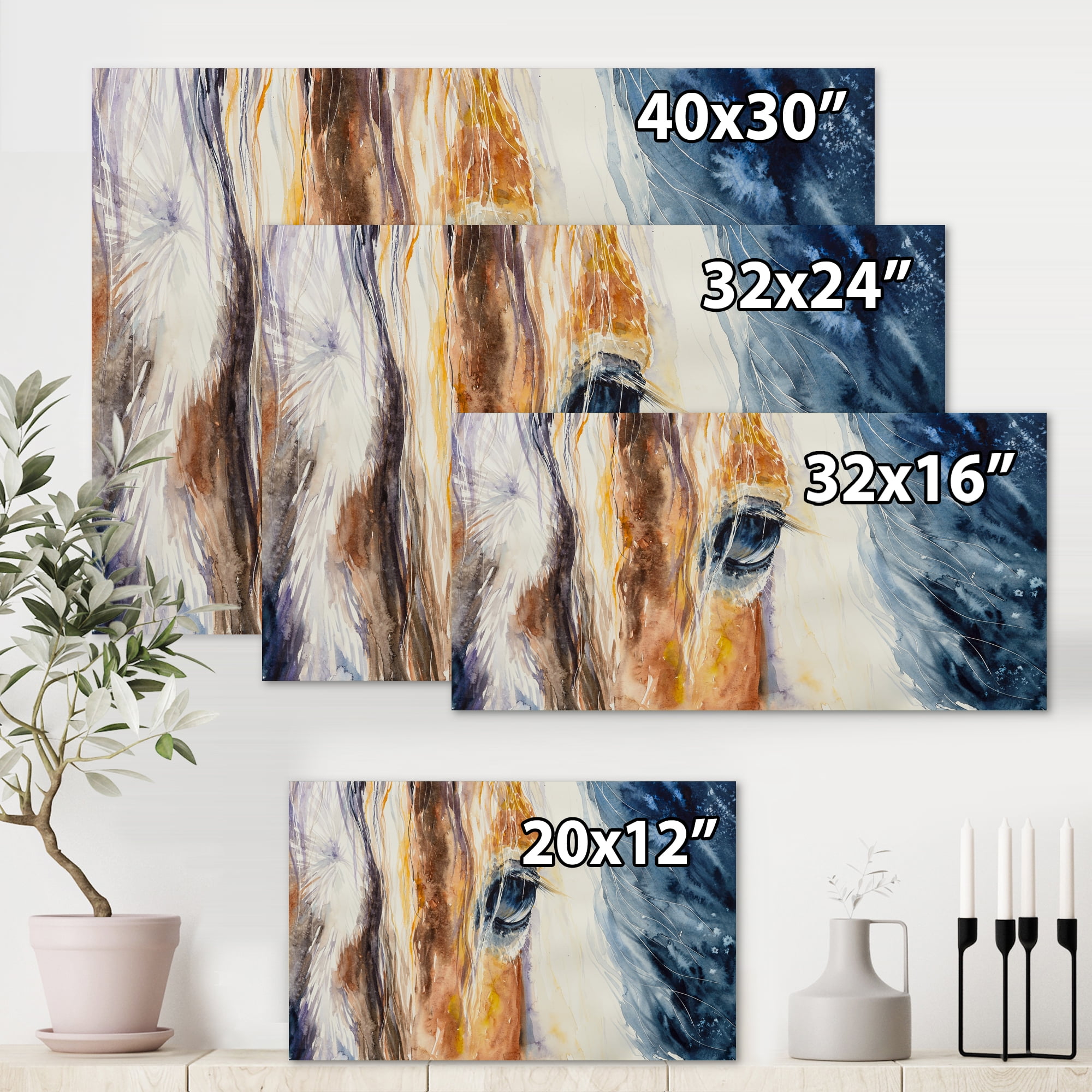 Designart ' Abstract Close-Up of A Beautiful Horses Eye I ' Farmhouse Canvas Wall Art Print