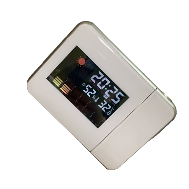 Despertador Proyección en el techo Wosthever Temperatura digital Pantalla de humedad Dormitorio Termómetro Higrómetro Decoración del hogar Blanco