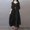 Black-XL, variant on Black Asymmetrical Hem Maxi Dress With V-Neck And 3/4 Sleeve